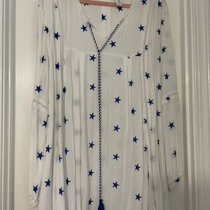 White Star-Patterned Women's Top